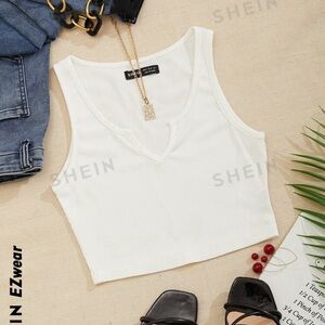 SHEIN Ribbed White Crop Top